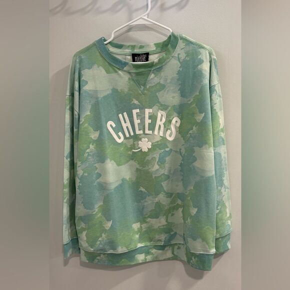 Tops - Feeling Festive Green Tie-Dye Shamrock Sweatshirt